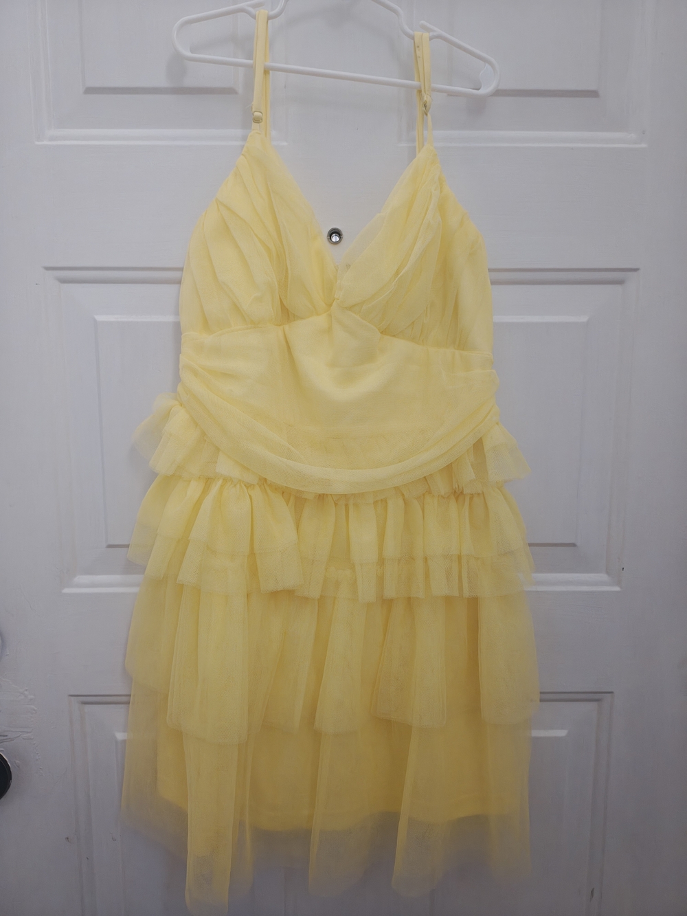 Lulu's Pastel Yellow Tiered Tulle Dress